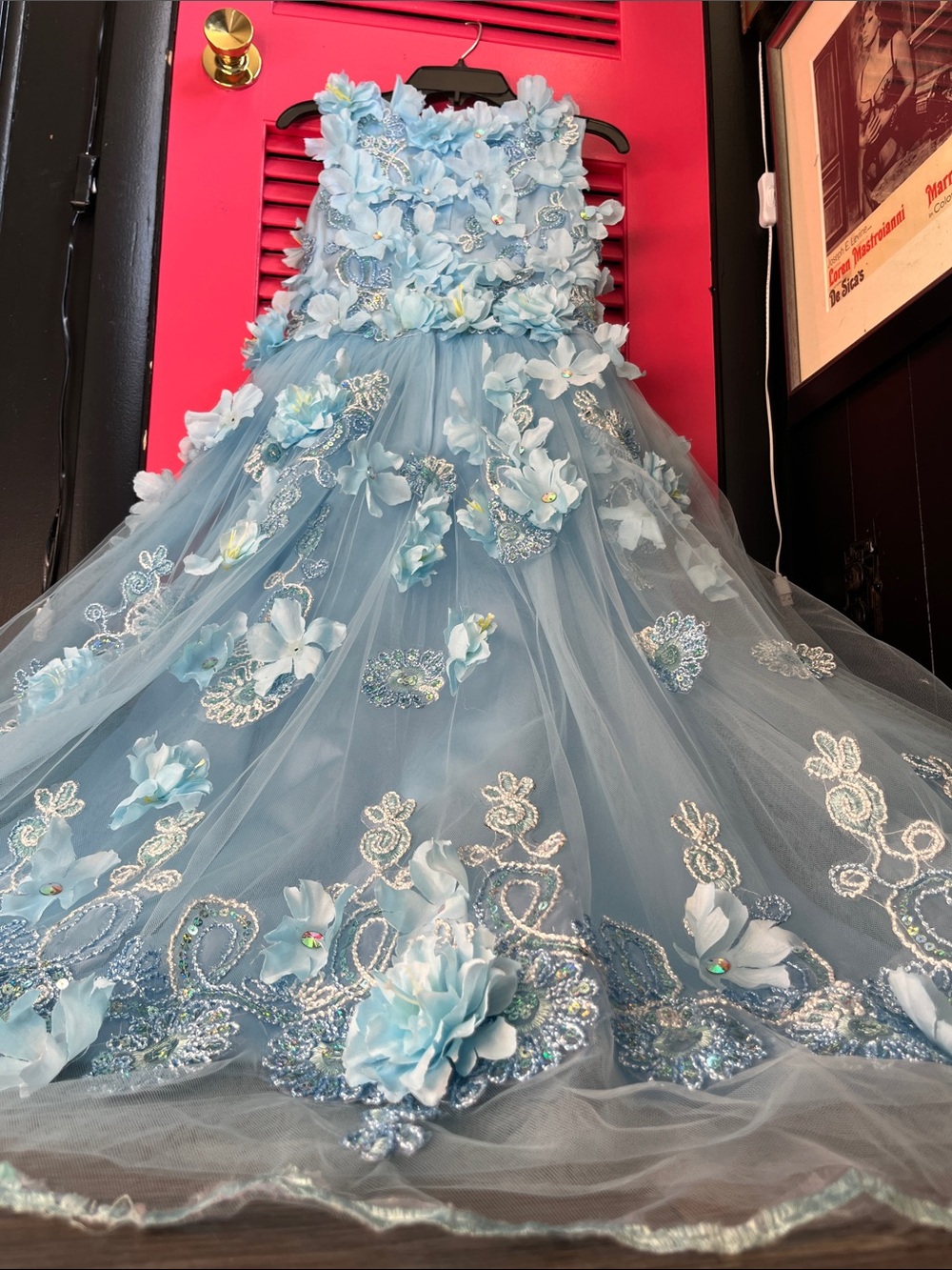 couture floral gown measurements in description (kid size)